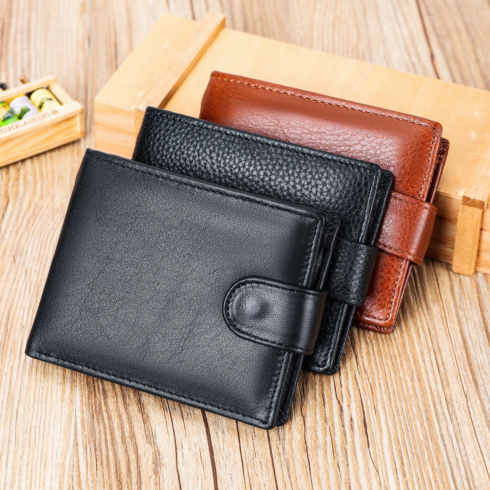 Leather Layer Cowhide Wallet with Polyester Cotton Lining - leather layer cowhide polyester cotton lining wallet