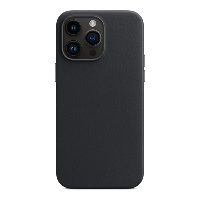 Leather Magnetic Suction Phone Case for iPhone 14 with PU Cover - leather magnetic suction phone case