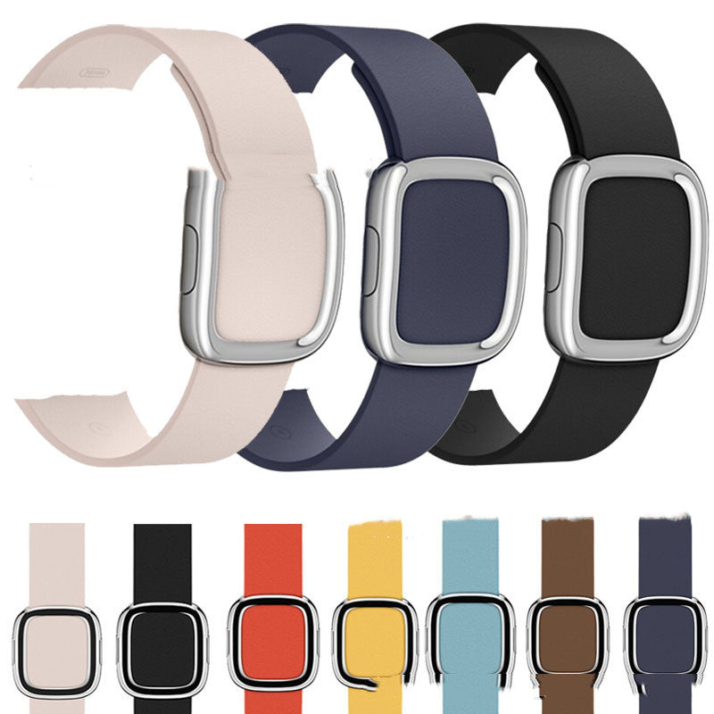 Leather Modern Buckle Strap for Apple Watch Band in Multiple Colors - leather modern buckle strap apple watch band