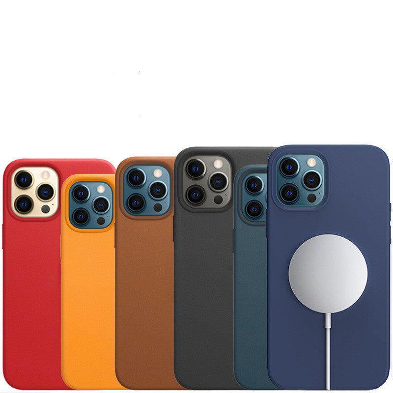 Leather Phone Case for iPhone 12 Pro Max Protective Cover Solid Colors - Magnetic leather phone case protective cover