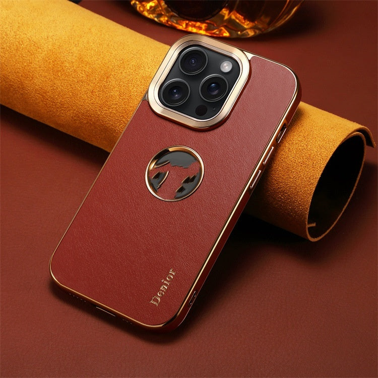 Leather Phone Case for iPhone Compatible with Apple Anti-Fall Cover - Teleplus Black Red Brown
