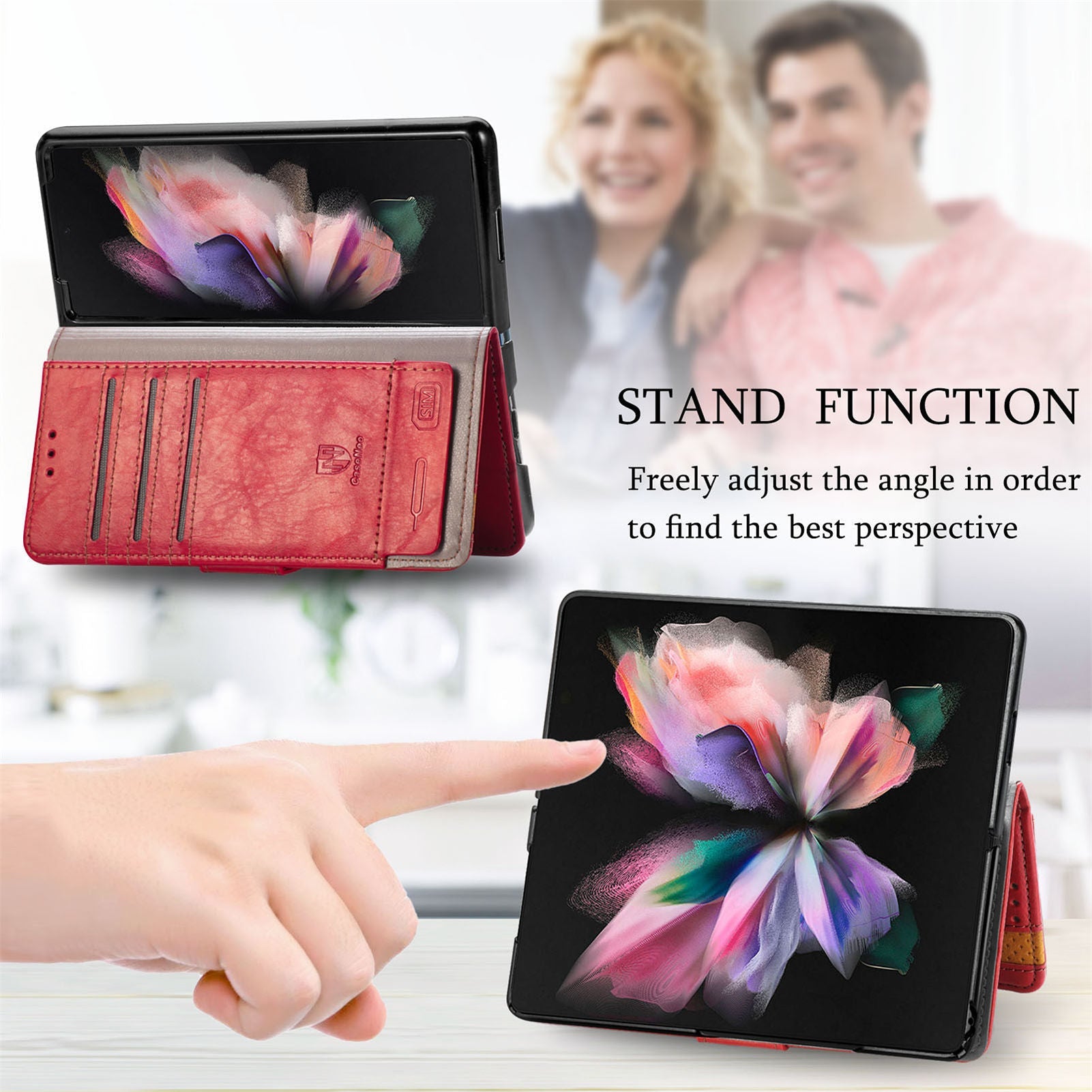 Leather Phone Case for Samsung Fold4 5G with Bracket Card Holder - Teleplus fold4 5g phone bracket card holder case