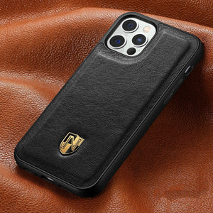 Leather Phone Case for iPhone with Genuine Layer in Solid Colors - Luxury Top Exquisite Packaging leather phone case