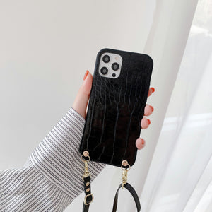 Leather Phone Case With Diagonal Lanyard - Leather Phone Case With Diagonal Lanyard for iPhones