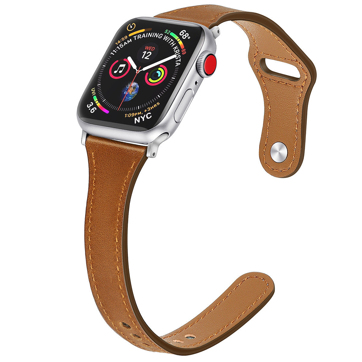 Leather reduced car line watch strap - Leather Reduced Car Line Watch Strap for Apple Watch