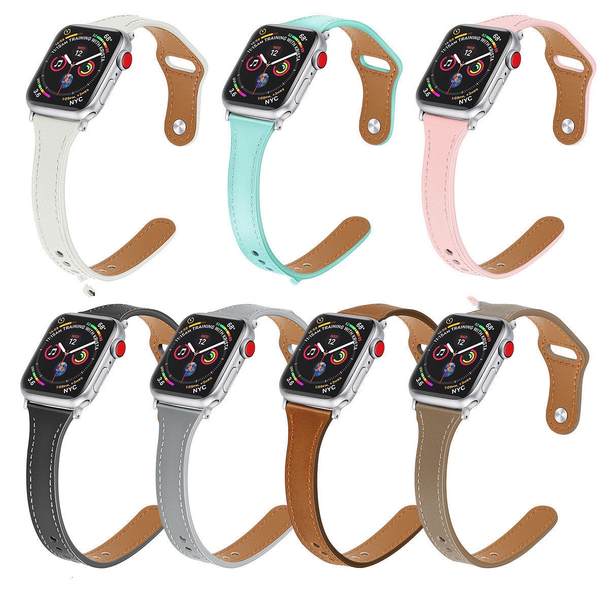 Leather reduced car line watch strap - Leather Reduced Car Line Watch Strap for Apple Watch