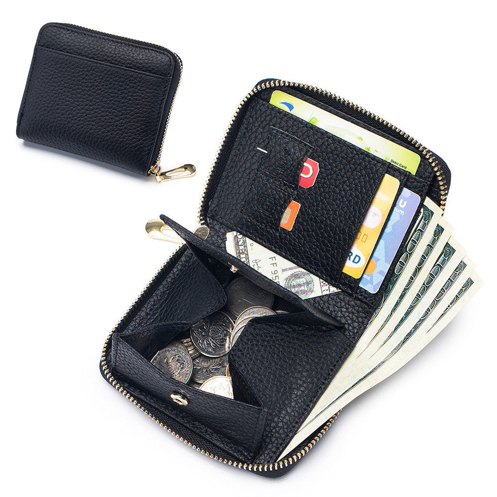 Leather RFID Wallet with Anti-Theft Card Slot for United States and CHF - Stylish Women That Holds Secrets Cash united