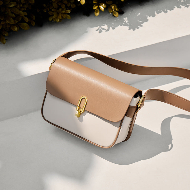 Leather Shoulder Bag Crossbody with Sandwich Pocket Details - Teleplus crossbody leather shoulder bag