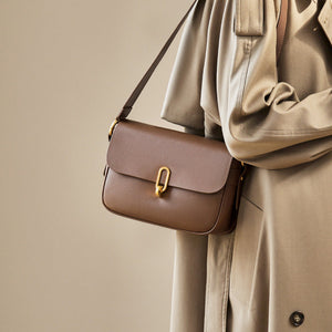 Leather Shoulder Bag Crossbody with Sandwich Pocket Details - Teleplus crossbody leather shoulder bag