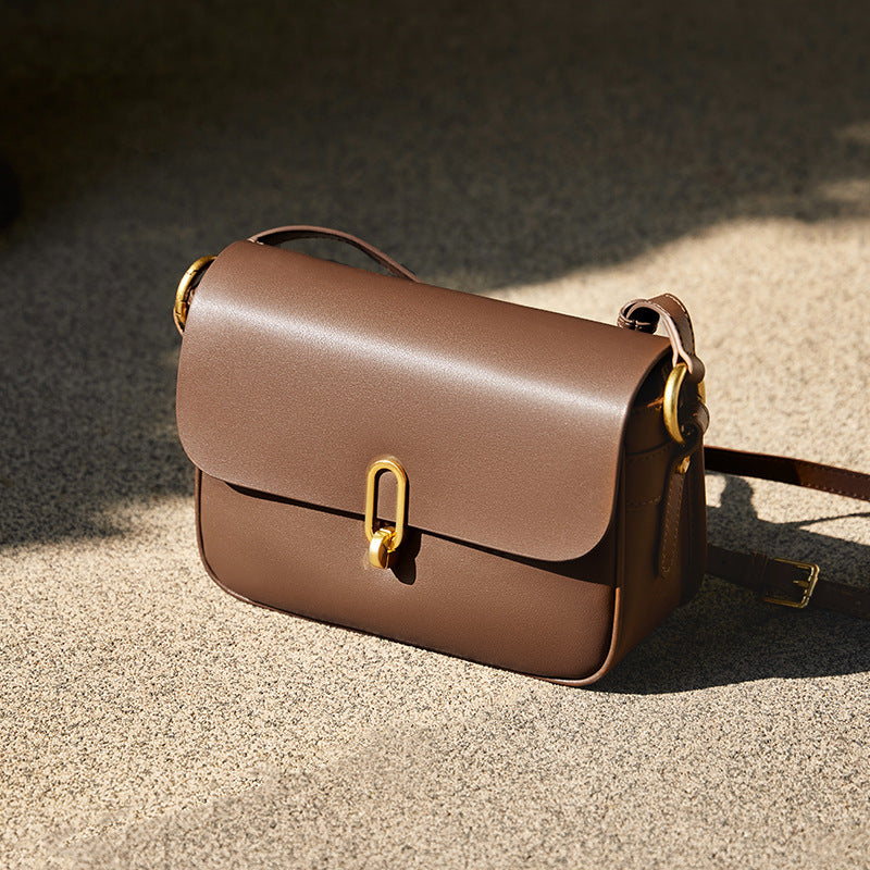 Leather Shoulder Bag Crossbody with Sandwich Pocket Details - Teleplus crossbody leather shoulder bag
