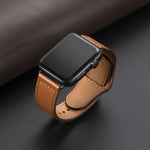 Leather Silicone Button Screw Strap - Leather Silicone Button Strap for Apple Watch Series