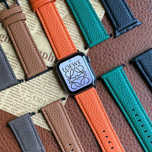 Leather Soft Cowhide Lychee Pattern Leisure Strap - Leather Soft Cowhide Lychee Pattern Watch Strap