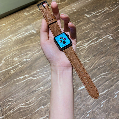 Leather Soft Cowhide Lychee Pattern Leisure Strap - Leather Soft Cowhide Lychee Pattern Watch Strap