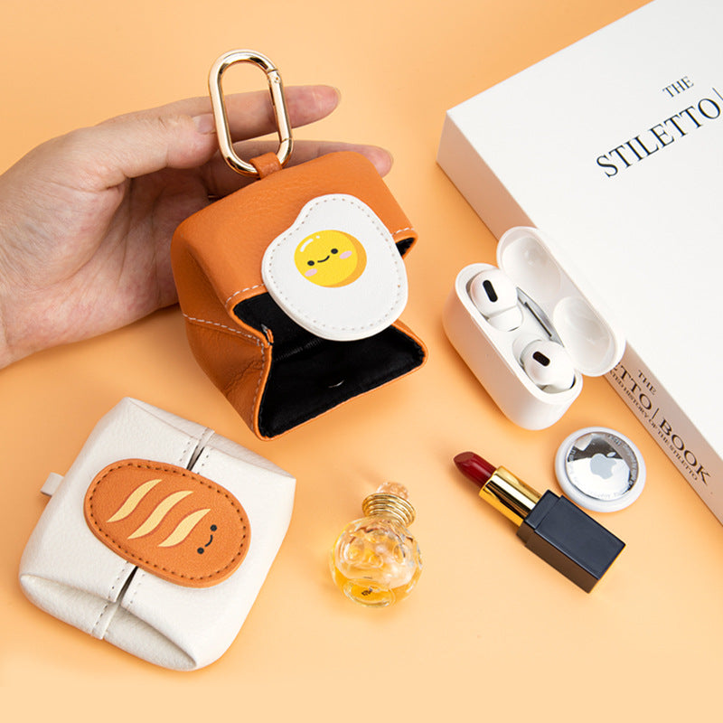 Leather Storage Bag for Food and Sandwiches with Lemon Egg Carrot Design - Teleplus