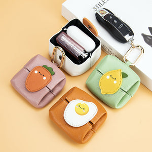 Leather Storage Bag for Food and Sandwiches with Lemon Egg Carrot Design - Teleplus