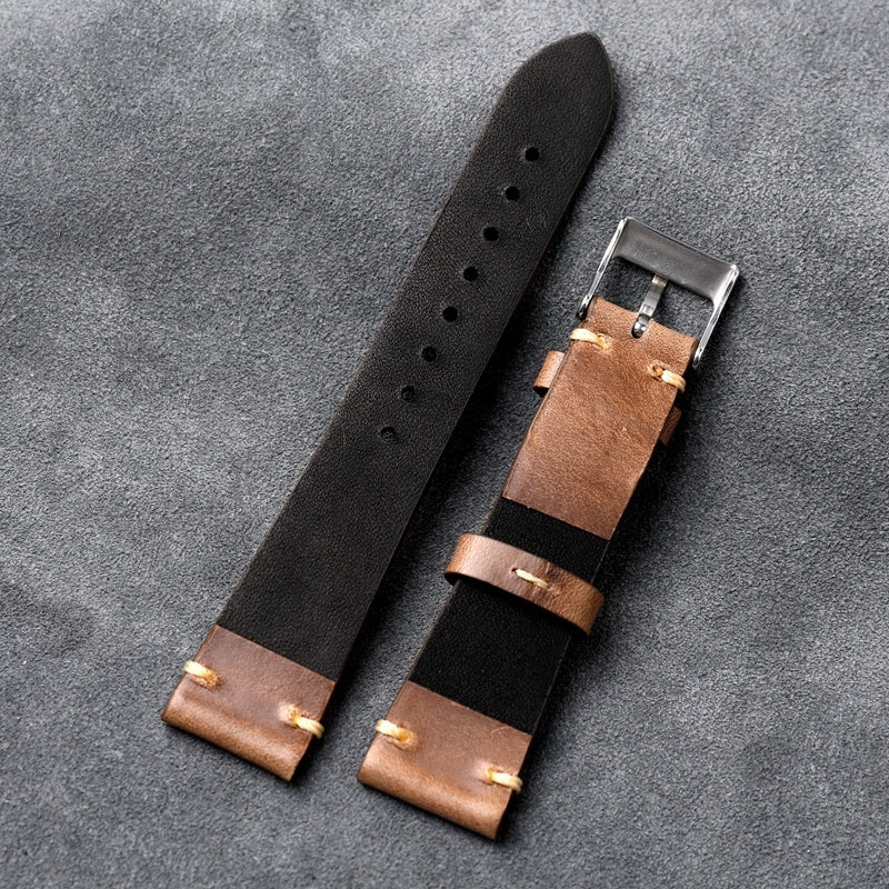 Leather Strap 22MM Original Color Retro Ultra-thin - Leather Strap 22MM Retro Ultra-thin in Original Color