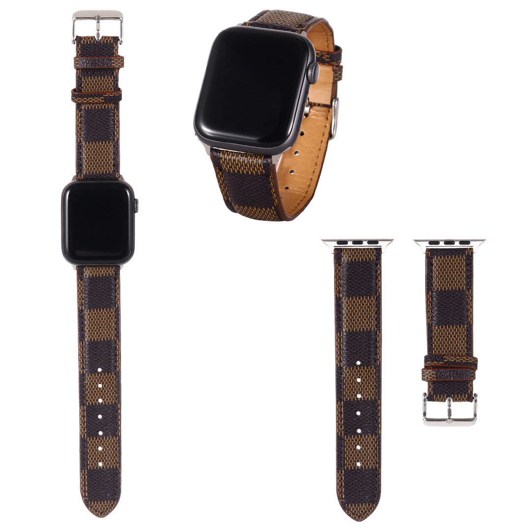 Leather Strap 42MM Printed 38 Leather Bowl - Leather Strap 42MM with Brown and Black Flower Designs