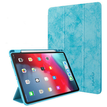 Leather Tablet Case with Pen Slot for iPad Models Non-Apple Compatible - With Stylish Scribbles leather tablet case pen