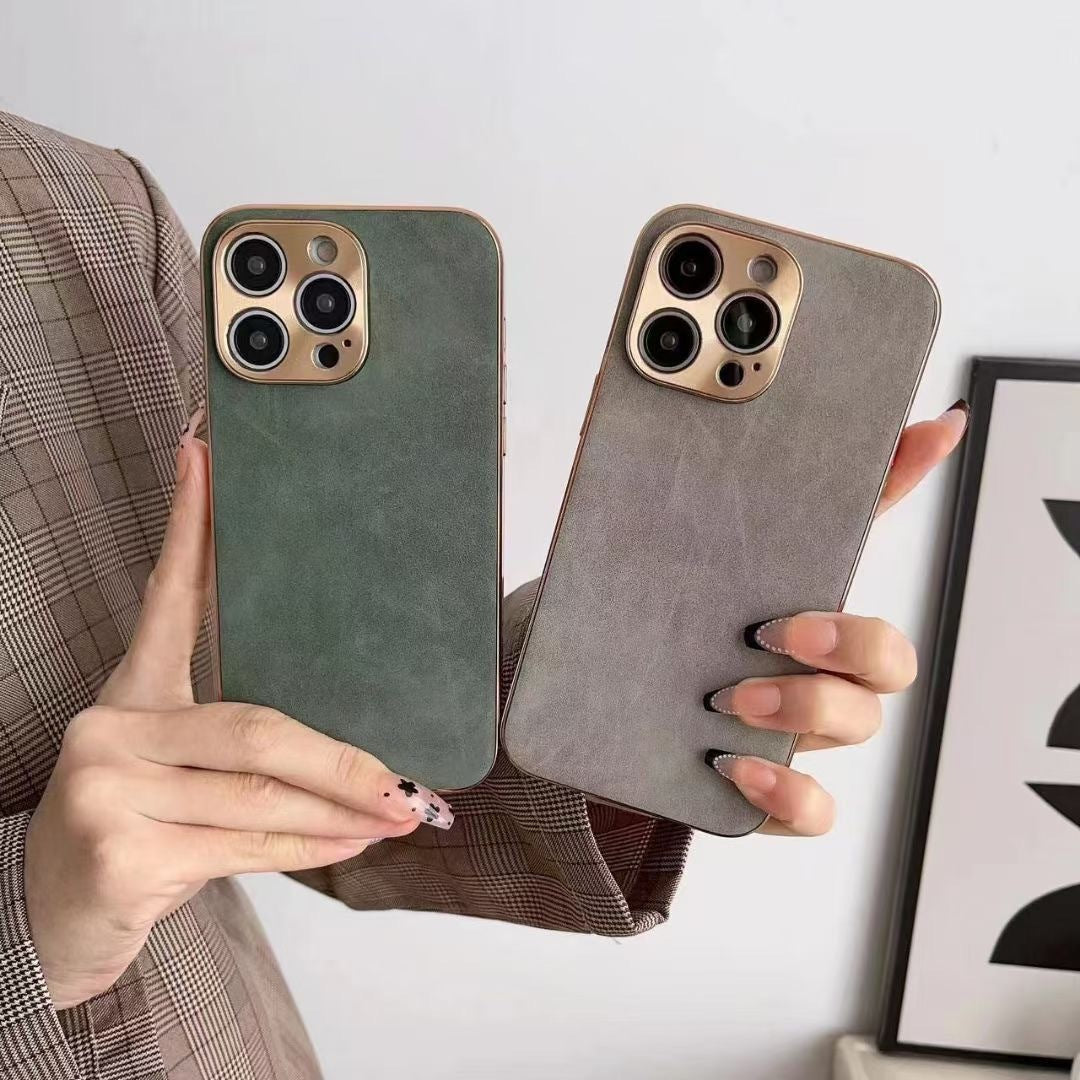 Leather texture phone case compatible with iPhone models in solid colors - Texture Phone Case for Models leather