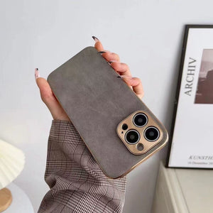 Leather texture phone case compatible with iPhone models in solid colors - Texture Phone Case for Models leather