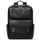 Leather Travel Backpack Cowhide Black Litchi Grain Ergonomic Weave Design