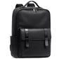 Leather Travel Backpack Cowhide Black Litchi Grain Ergonomic Weave Design