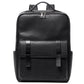 Leather Travel Backpack Cowhide Black Litchi Grain Ergonomic Weave Design