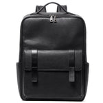 Leather Travel Backpack Cowhide Black Litchi Grain Ergonomic Weave Design