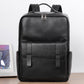 Leather Travel Backpack Cowhide Black Litchi Grain Ergonomic Weave Design