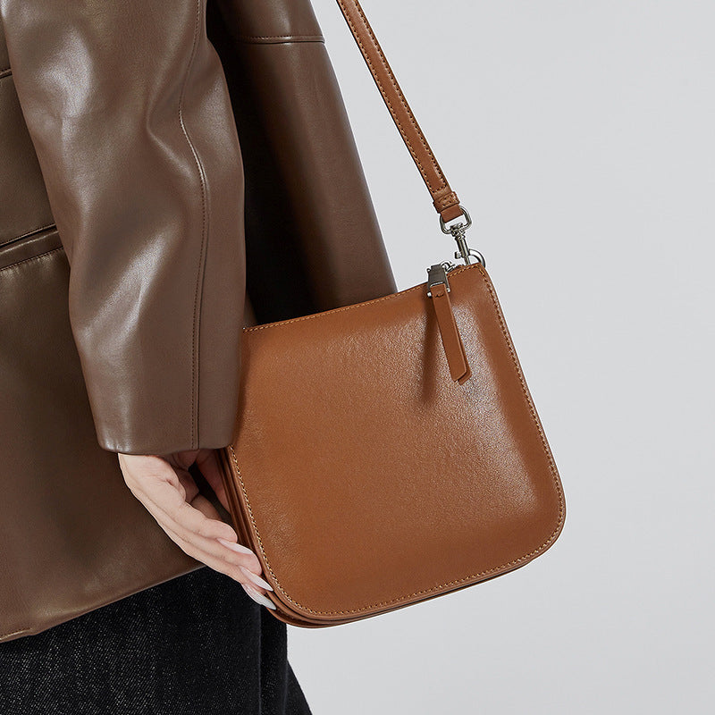 Leather Two-Layer Bag with Zipper for Shoulder Messenger or Cell Phone - Teleplus shoulder messenger cell phone bucket