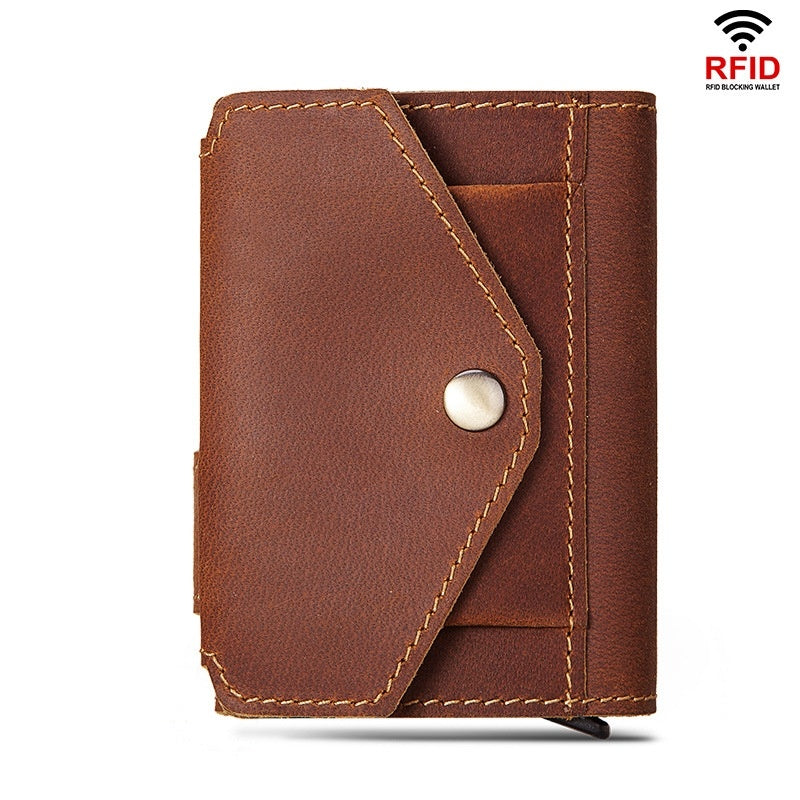 Leather Wallet for Men and Women in Neutral Colors USD CHF Chf - Pop-up RFID Holder Cards That Steal Back! united