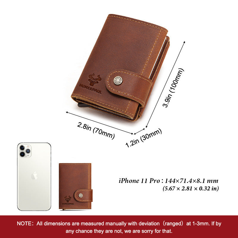 Leather Wallet for Men and Women in Neutral Colors USD CHF Chf - Pop-up RFID Holder Cards That Steal Back! united