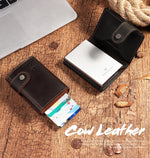 Leather Wallet for Men and Women in Neutral Colors USD CHF Chf - Pop-up RFID Holder Cards That Steal Back! united