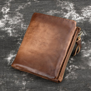Leather Wallet Two-Fold with Cowhide Retro Style for United States and CHF - Moo-ve over boring wallets united states