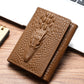 Leather Wallet with Polyester Lining in Dark Brown Black or Khaki - dark brown genuine leather wallet