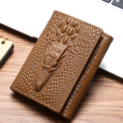 Leather Wallet with Polyester Lining in Dark Brown Black or Khaki - dark brown genuine leather wallet