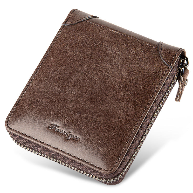 Leather Wallet with Zipper and Multiple Card Slots for United States Buyers - Men’s Perfect Positioning united states