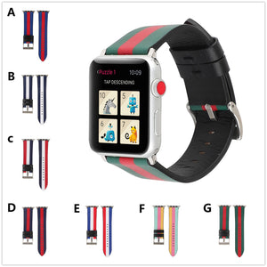 Leather Watch Strap With Flag Pattern - Leather Watch Strap With Flag Pattern for Style