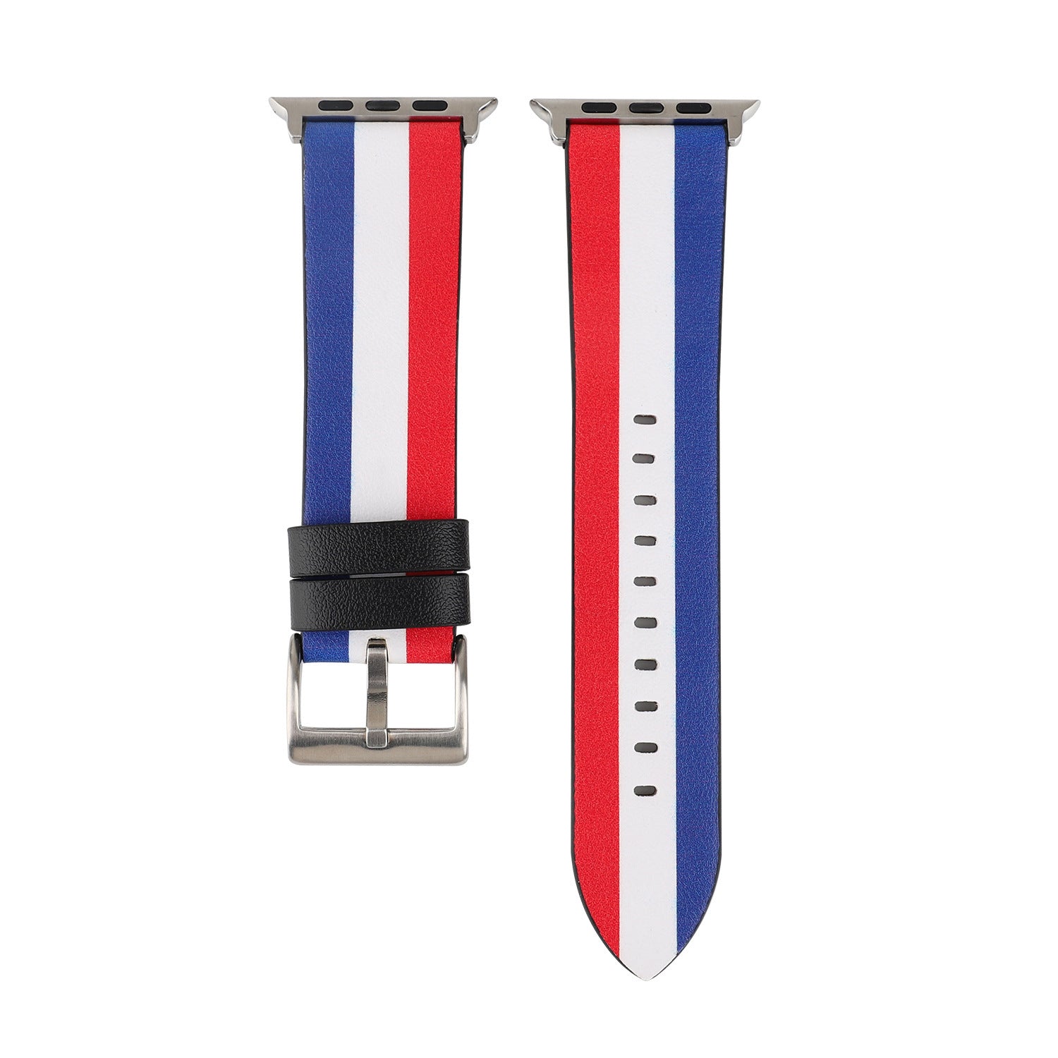 Leather Watch Strap With Flag Pattern - Leather Watch Strap With Flag Pattern for Style