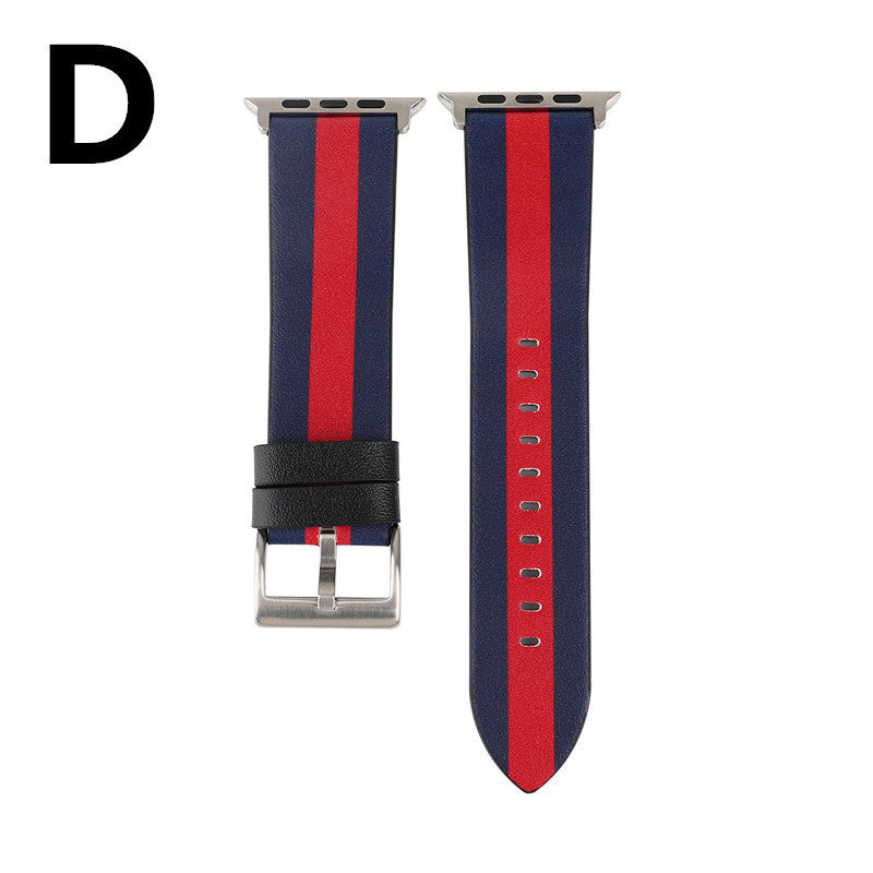 Leather Watch Strap With Flag Pattern - Leather Watch Strap With Flag Pattern for Style