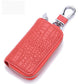 Leather Zipper Car Key Case with Geometric Pattern Embossing - Chic for Style on Wheels leather zipper car key case