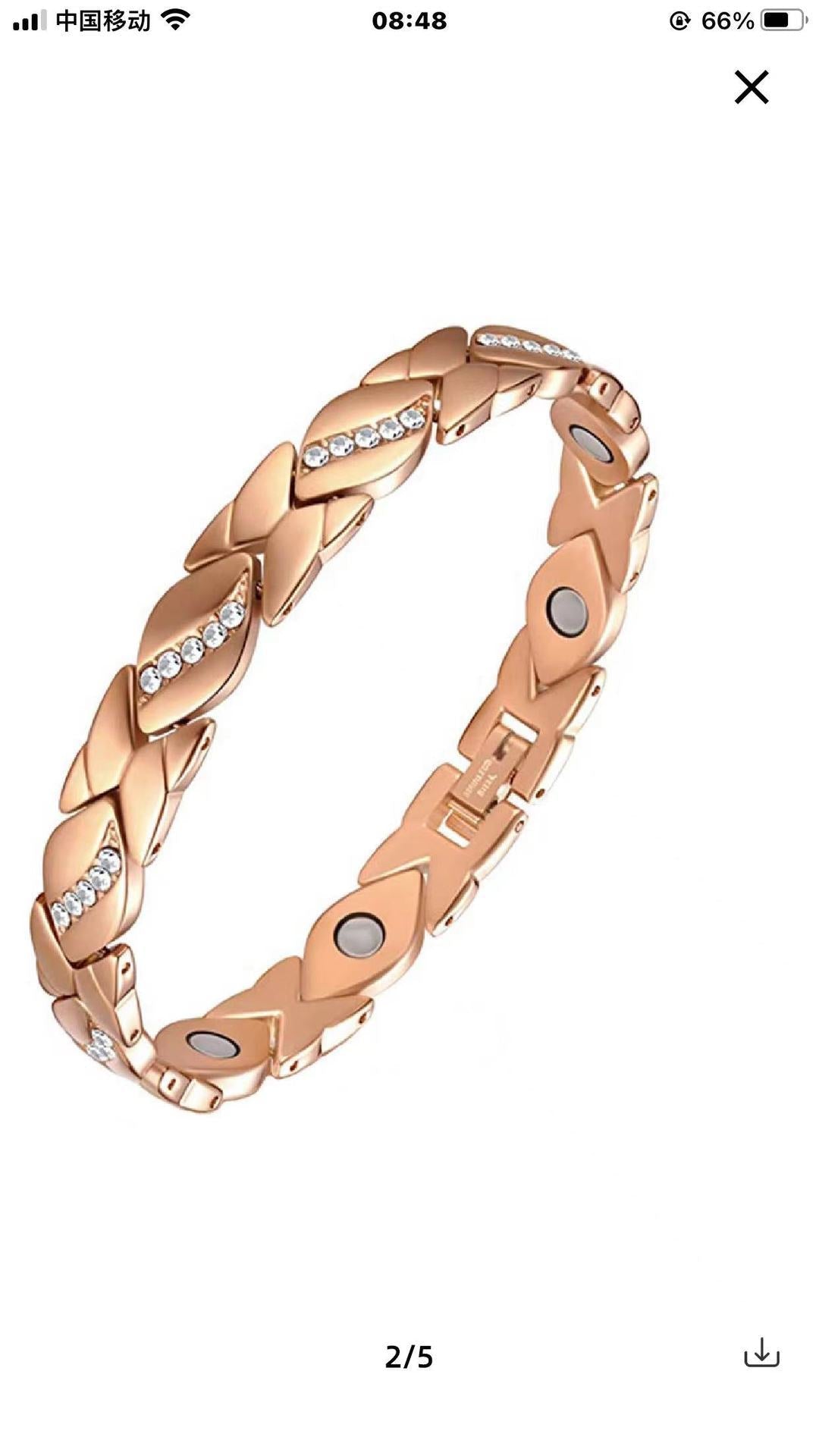 Leaves Diamond Magnet Bracelet Bronze Brushed - Leaves Diamond Magnet Bracelet in Bronze Finish