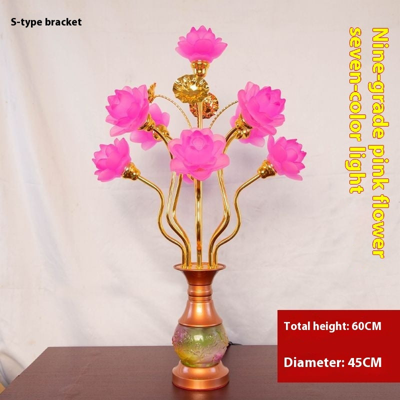 LED Lotus Lantern with Colored Glaze for Buddhist Hall and Floral Decor - Teleplus buddhist hall colored glaze led