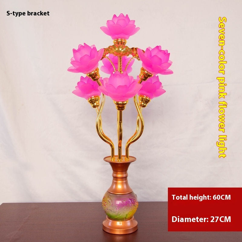 LED Lotus Lantern with Colored Glaze for Buddhist Hall and Floral Decor - Teleplus buddhist hall colored glaze led