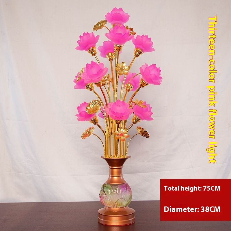 LED Lotus Lantern with Colored Glaze for Buddhist Hall and Floral Decor - Teleplus buddhist hall colored glaze led