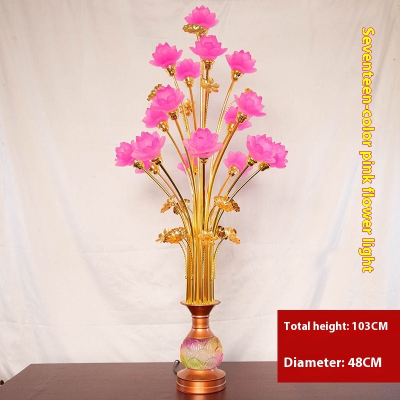 LED Lotus Lantern with Colored Glaze for Buddhist Hall and Floral Decor - Teleplus buddhist hall colored glaze led