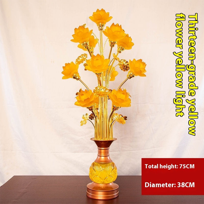 LED Lotus Lantern with Colored Glaze for Buddhist Hall and Floral Decor - Teleplus buddhist hall colored glaze led