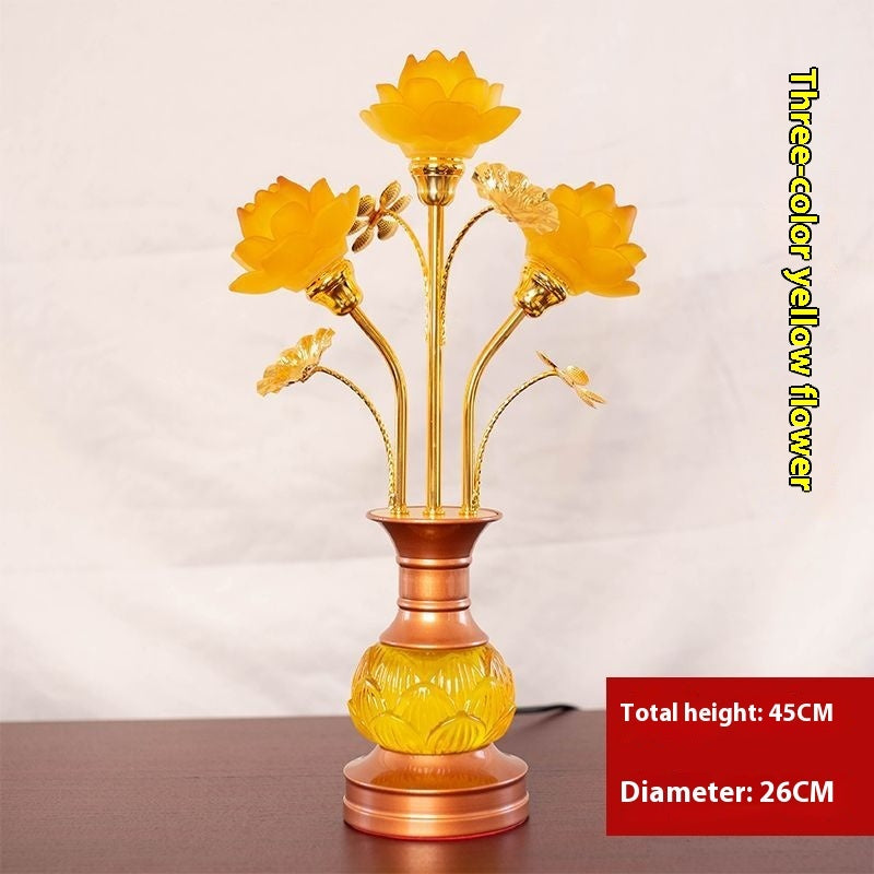 LED Lotus Lantern with Colored Glaze for Buddhist Hall and Floral Decor - Teleplus buddhist hall colored glaze led