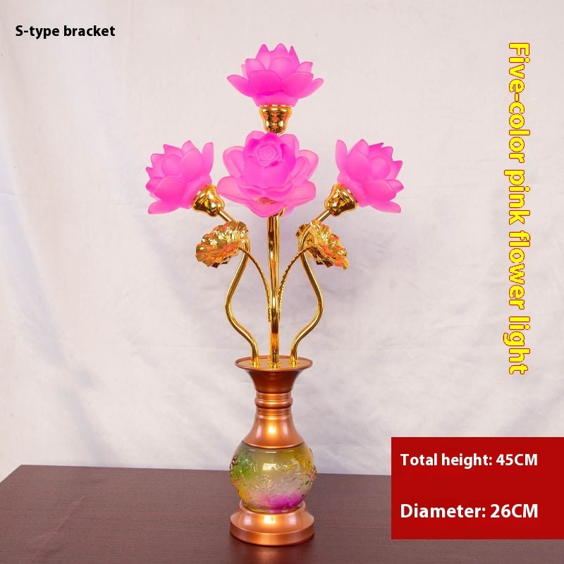LED Lotus Lantern with Colored Glaze for Buddhist Hall and Floral Decor - Teleplus buddhist hall colored glaze led