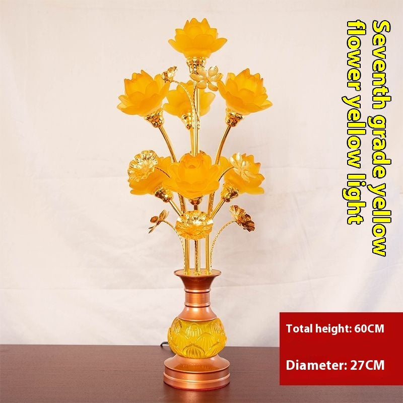 LED Lotus Lantern with Colored Glaze for Buddhist Hall and Floral Decor - Teleplus buddhist hall colored glaze led